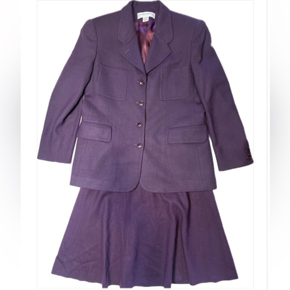 Jones New York Women's, 4 Button Wool Blazer, Purple Blazer Skirt Set 10…